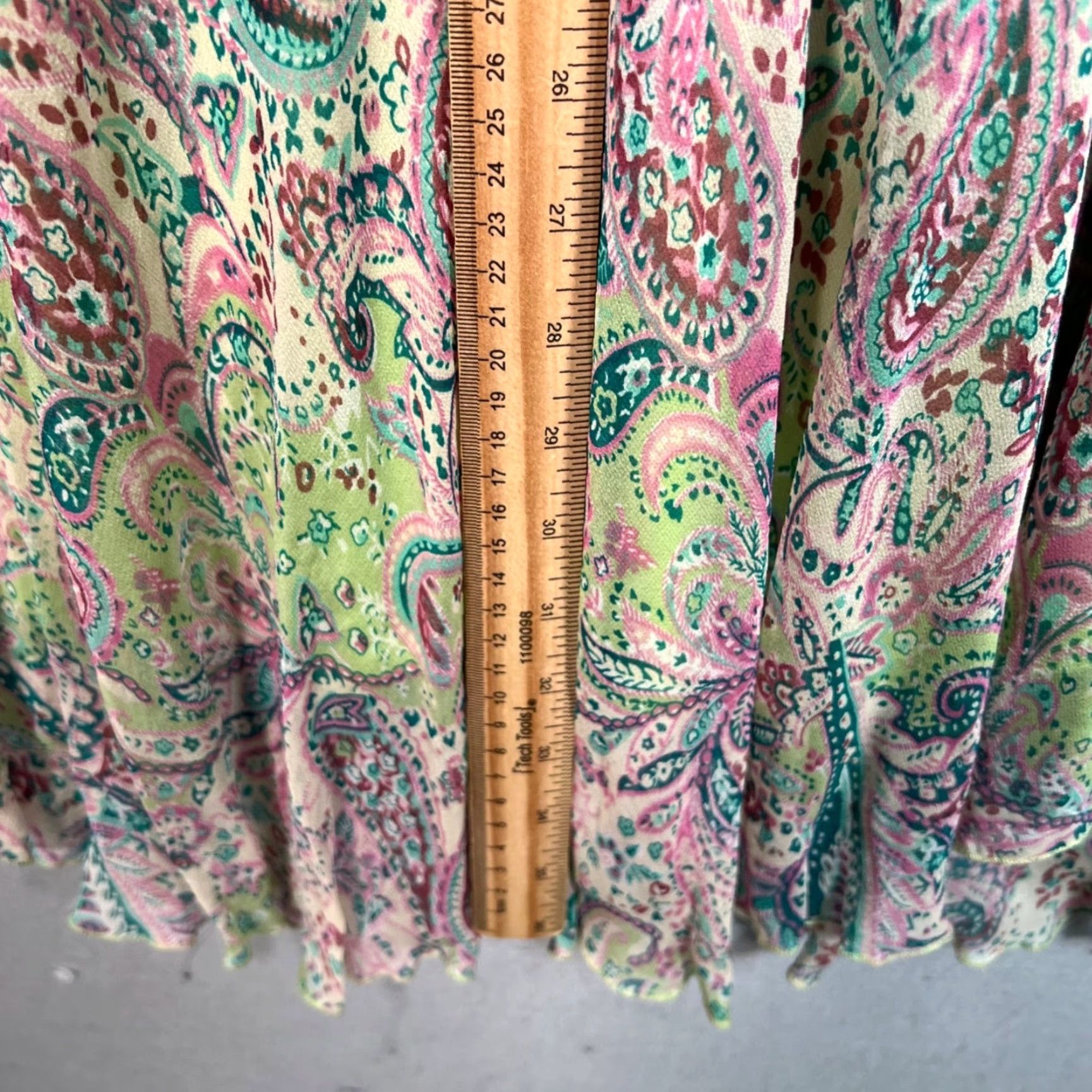 Vintage Jonathan Martin Dress Womens Size 8 Maxi Paisley Green Pink V Neck Size M / US 6-8 / IT 42-44 - 7 Thumbnail