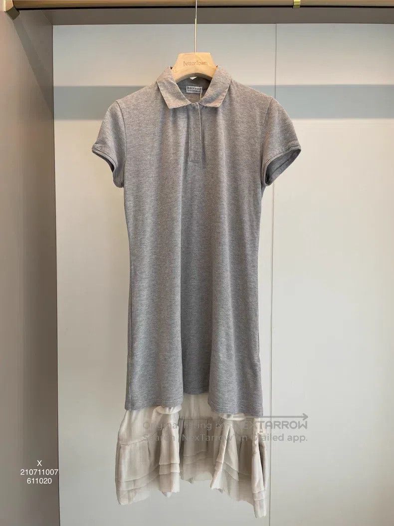 Brunello Cucinelli Brunello Cucinelli Gray cotton short-sleeve dress Size S / US 4 / IT 40 - 1 Thumbnail