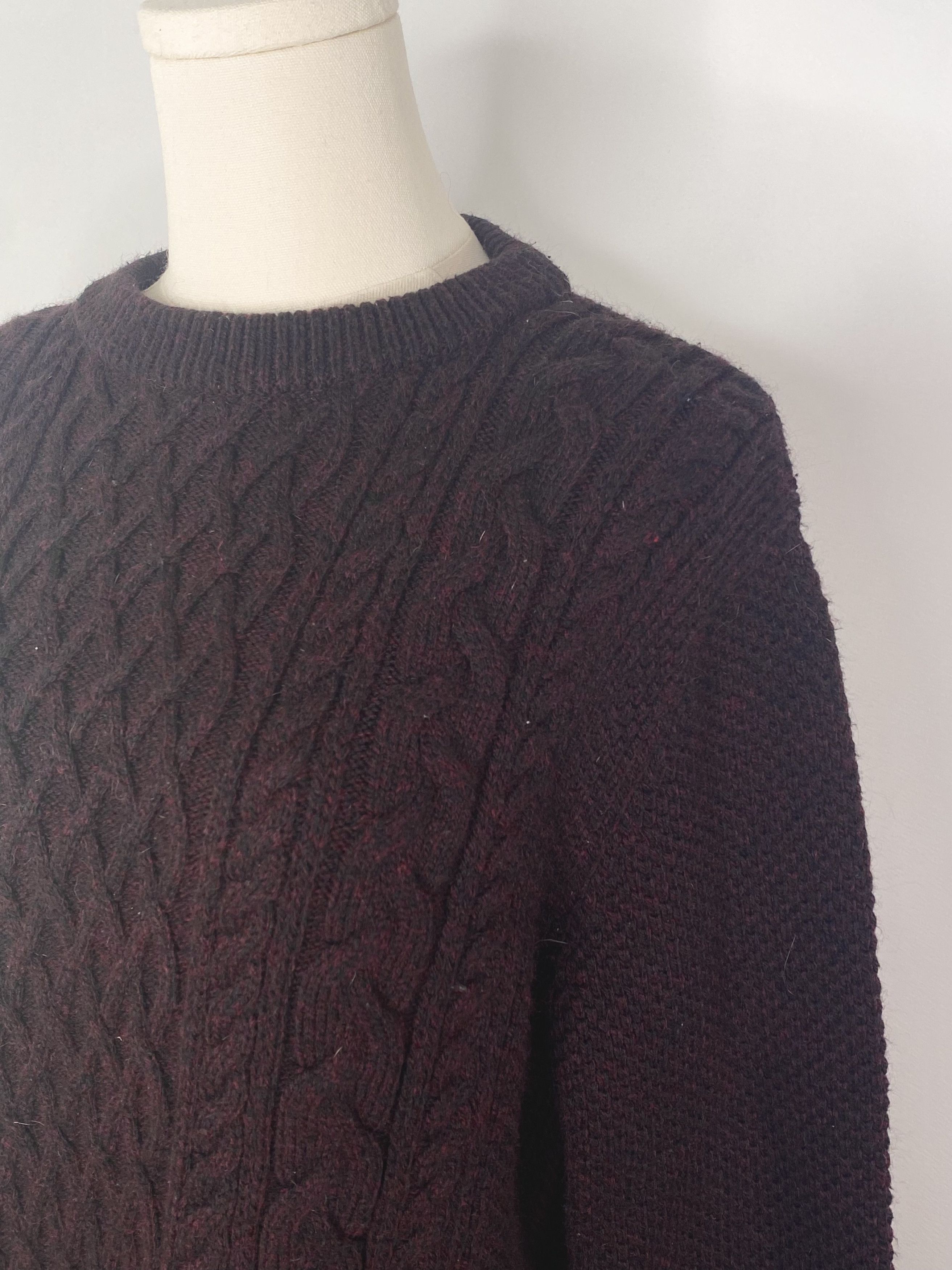Zara Zara Man - Burgundy cable knit sweater Size US M / EU 48-50 / 2 - 5 Thumbnail