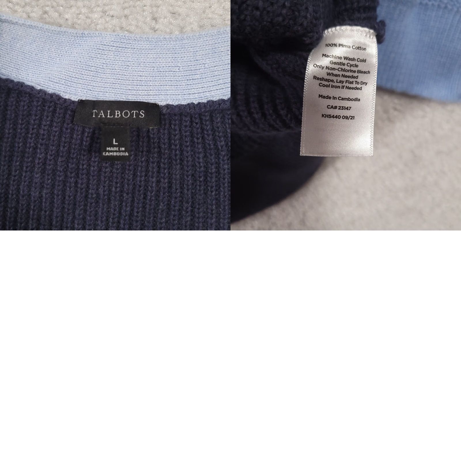 Talbots Talbots Cardigan Sweater Womens Large Blue Colorblock Pima Cotton Career Shirt Mens? Size L / US 10 / IT 46 - 8 Thumbnail
