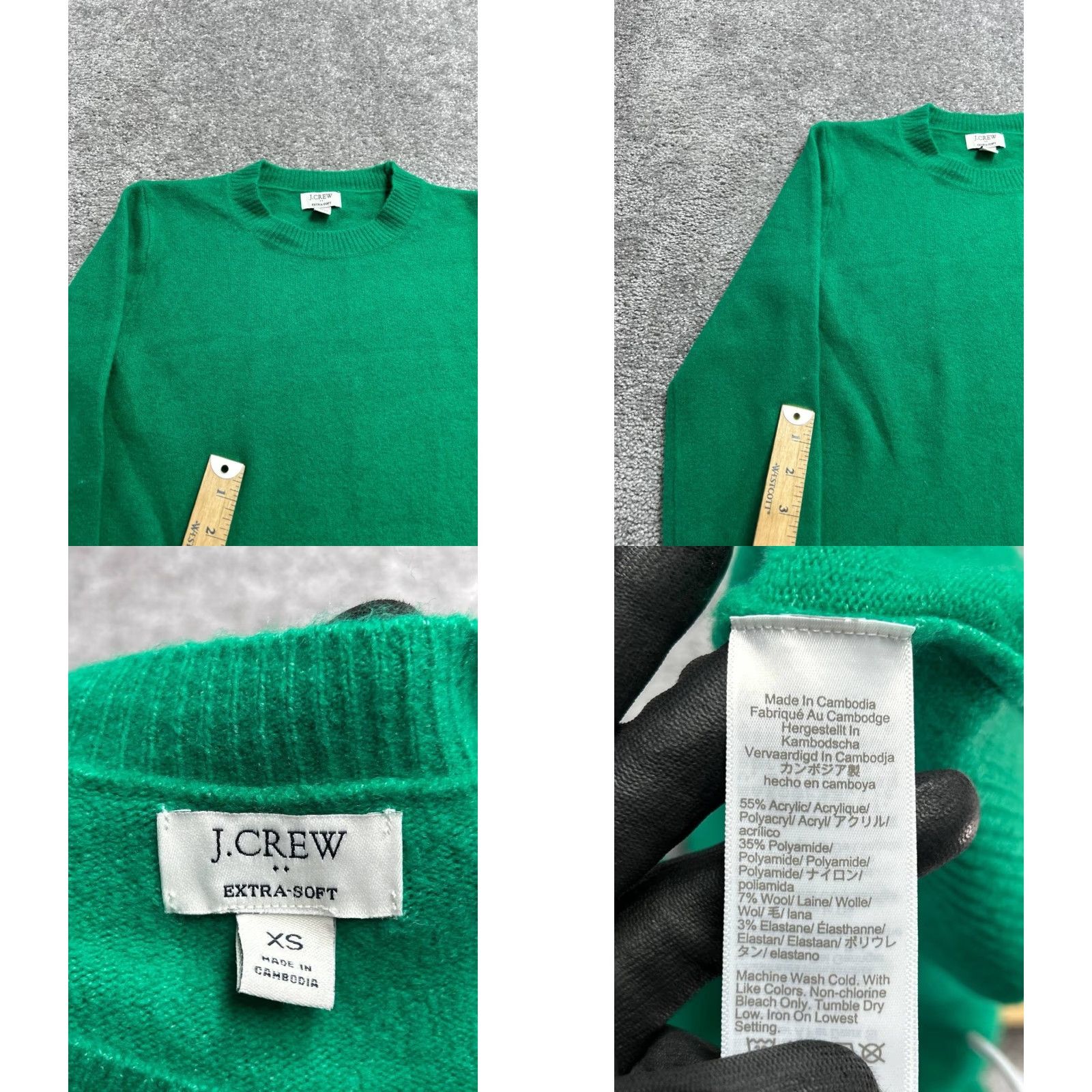 J.Crew J. Crew Sweater Womens XS Green Wool Acrylic Knit Crew Neck Pullover Cozy Warm Casual Ribbed Tight-Knit Side Split Vintage No Size XS / US 0-2 / IT 36-38 - 8 Thumbnail