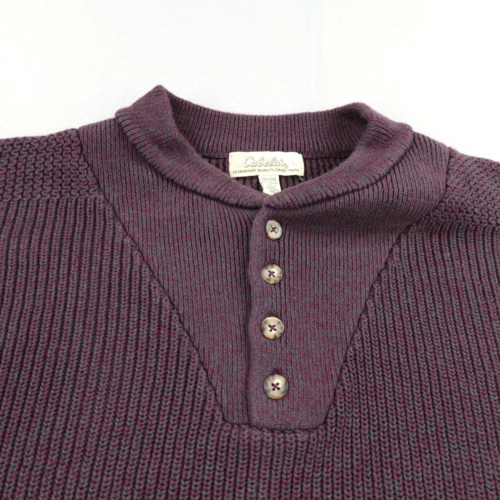 Vintage Cabelas Sweater Mens 2XL Purple Henley Ragg Heavyweight Thick Knit Pullover Size US XXL / EU 58 / 5 - 2 Thumbnail