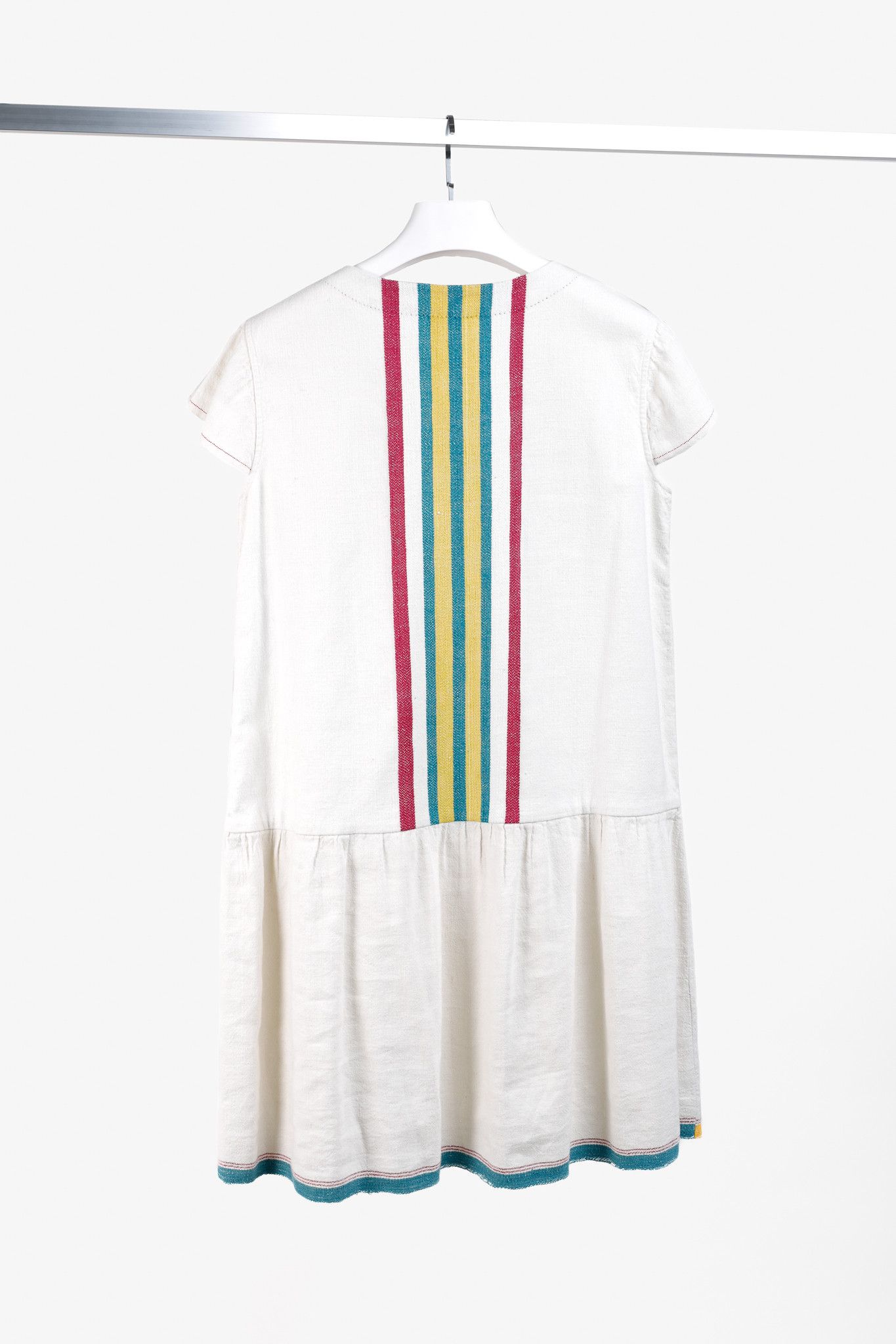 Other Peró Cream Cotton Canvas Floral-Embroidered Drop-Waist Dress Size M / US 6-8 / IT 42-44 - 2 Thumbnail