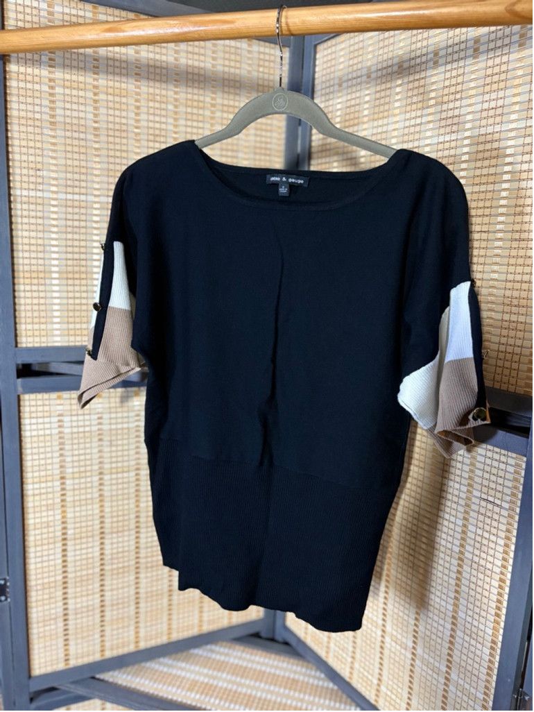 Other Women's Cable & Gauge Black Beige White Crew Neck Sweater Size S / US 4 / IT 40 - 1 Thumbnail