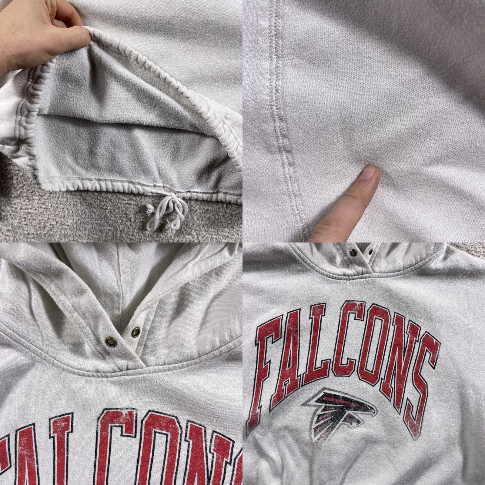 Vintage Atlanta Falcons Hoodie Women's Large White Cropped Boxy Pullover Sweatshirt '47 Size L / US 10 / IT 46 - 8 Thumbnail