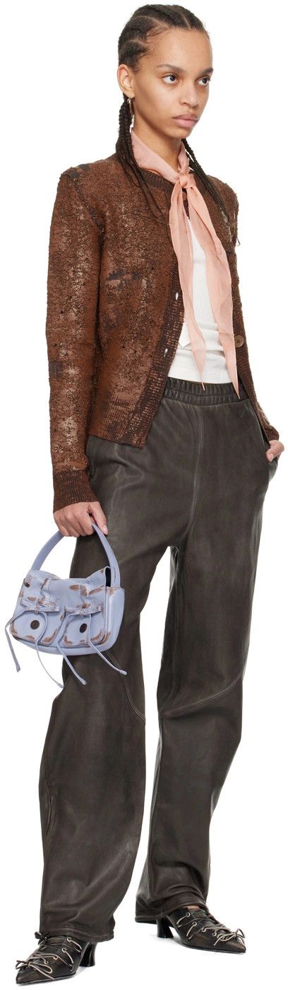 Acne Studios o1y0725 Leather Pant in Dark Brown Size 27" / US 4 / IT 40 - 4 Thumbnail