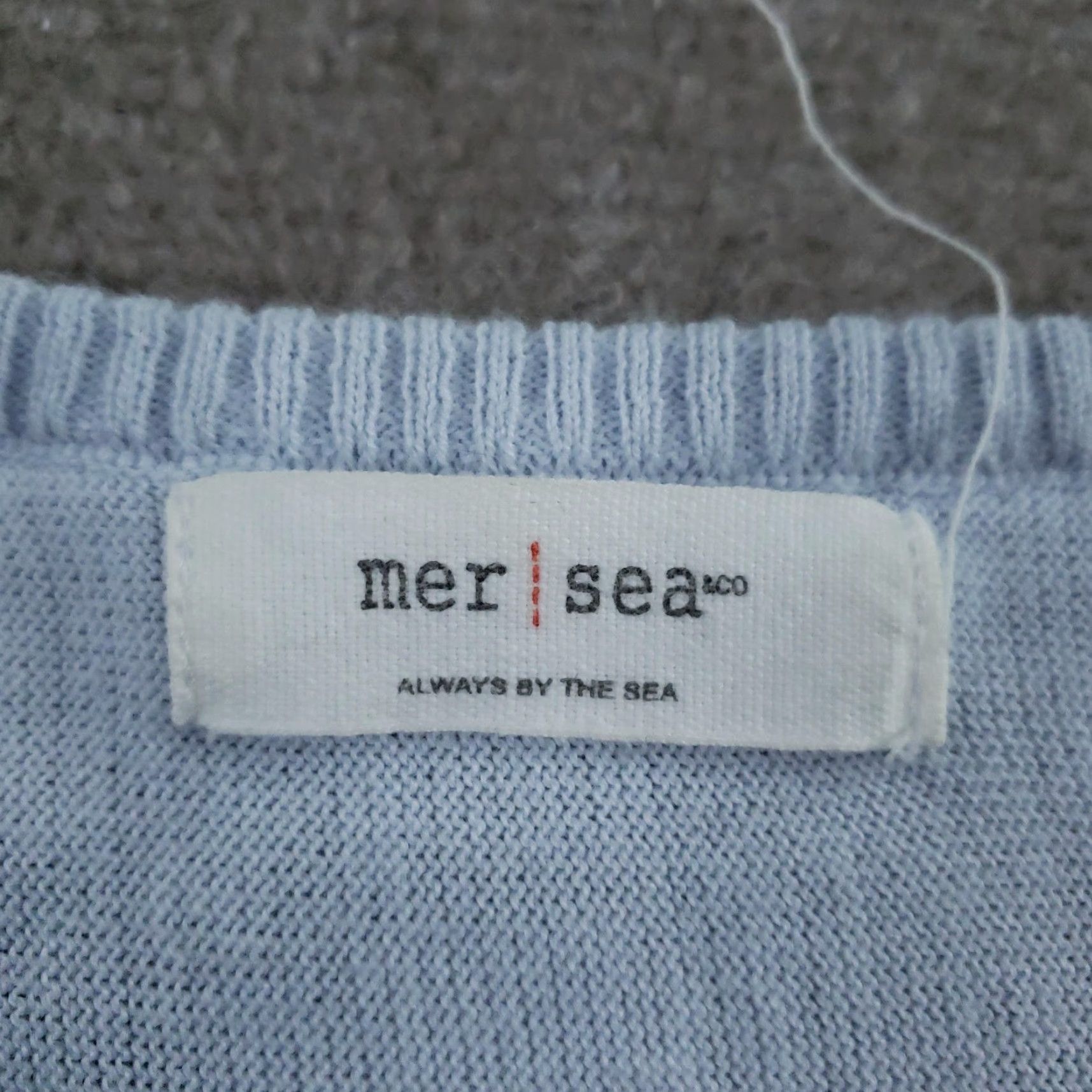 Vintage Mer Sea & Co Sweater Womens One Size Blue Oversized Poncho Pullover Knit Crew Neck 3/4 Sleeve Dolman Patch Pockets Knit Styling Womens Size ONE SIZE - 5 Thumbnail