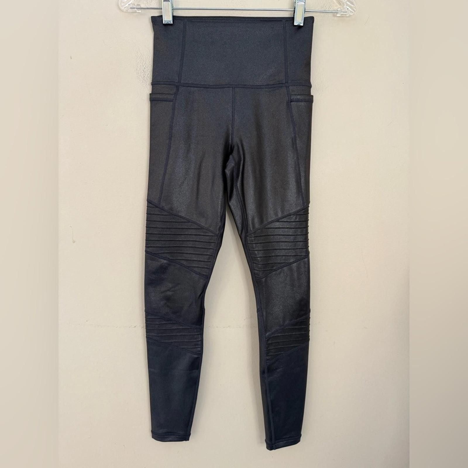 Other Athleta Inclination Moto Tight black shimmery leggings XXS Size 25" / US 0 / IT 36 - 1 Thumbnail