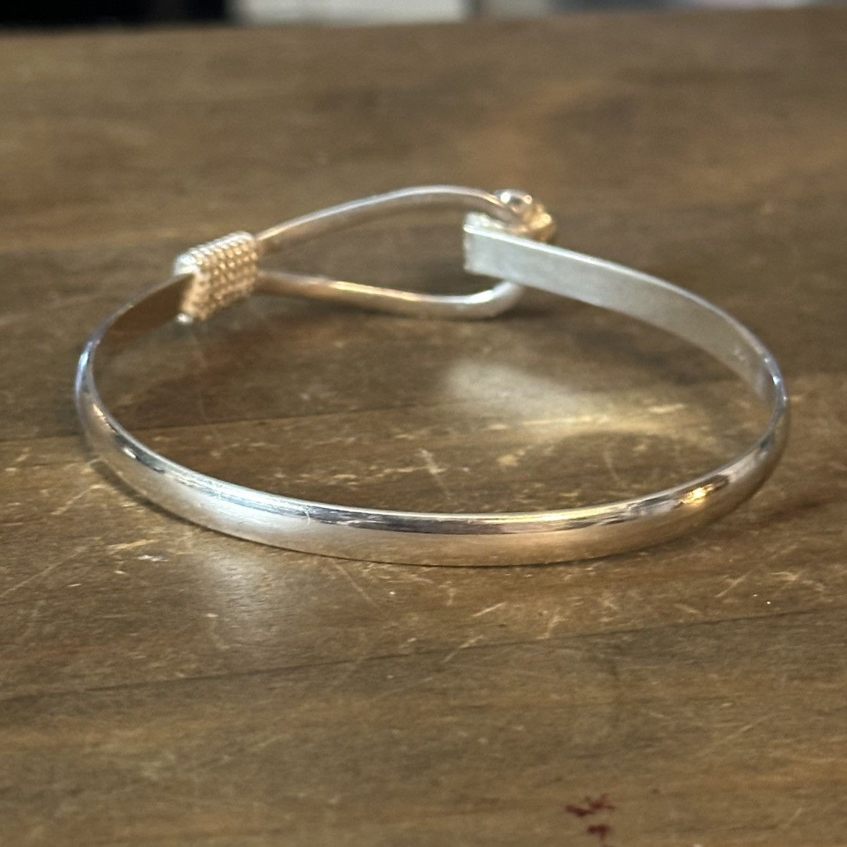 Vintage Vintage 925 silver rose and rope hook bangle bracelet Size ONE SIZE - 7 Thumbnail