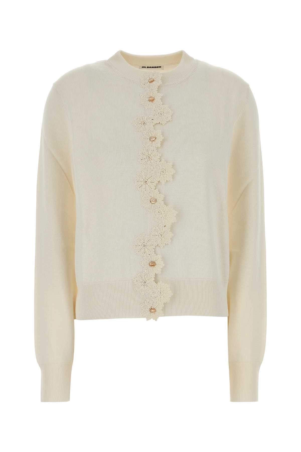 Jil Sander Ivory Stretch Viscose Blend Cardigan Size S / US 4 / IT 40 - 1 Thumbnail