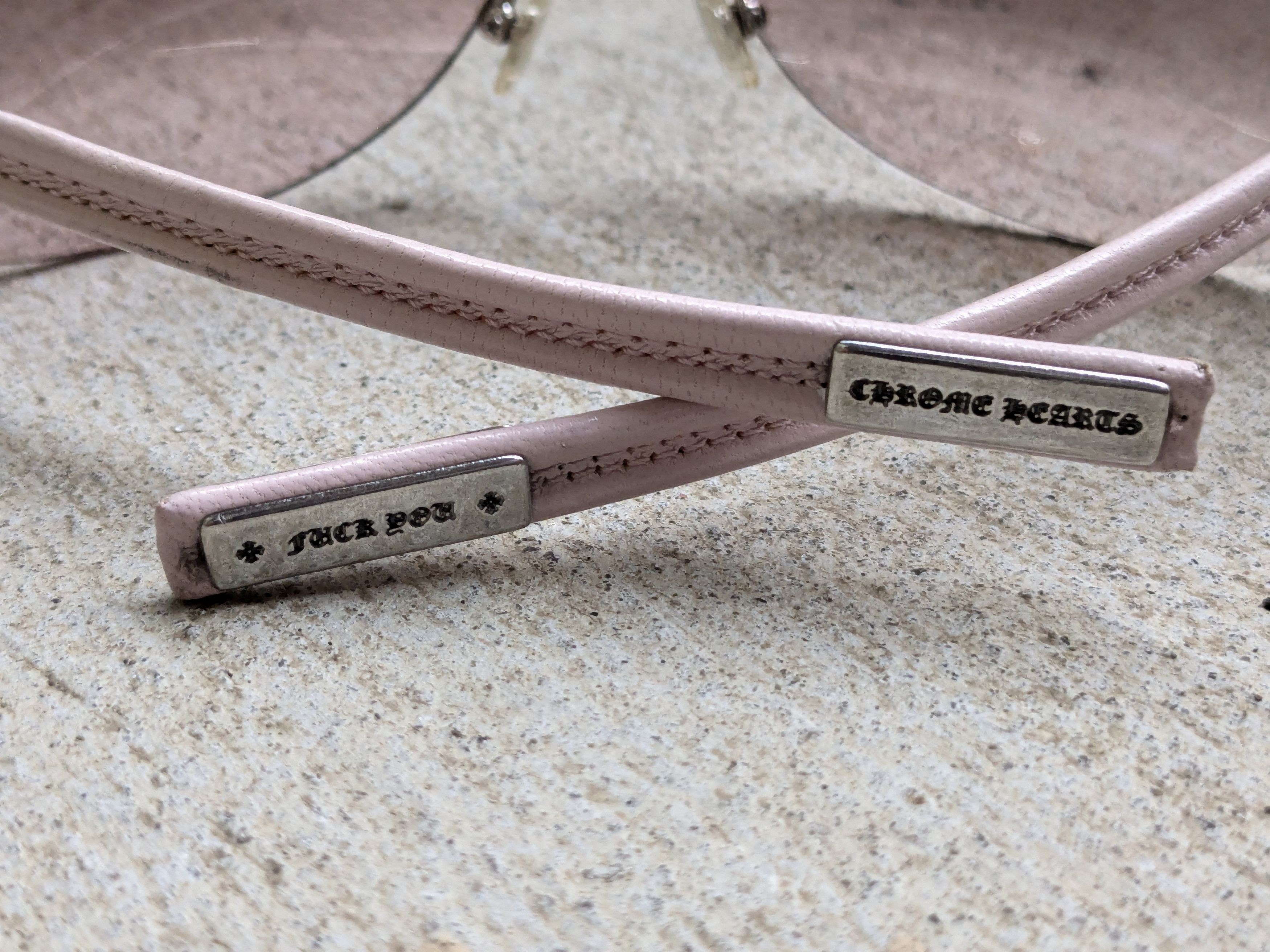 Chrome Hearts Chrome Hearts Classic Oval Sunglasses Pink Leather Sterling Size ONE SIZE - 10 Thumbnail