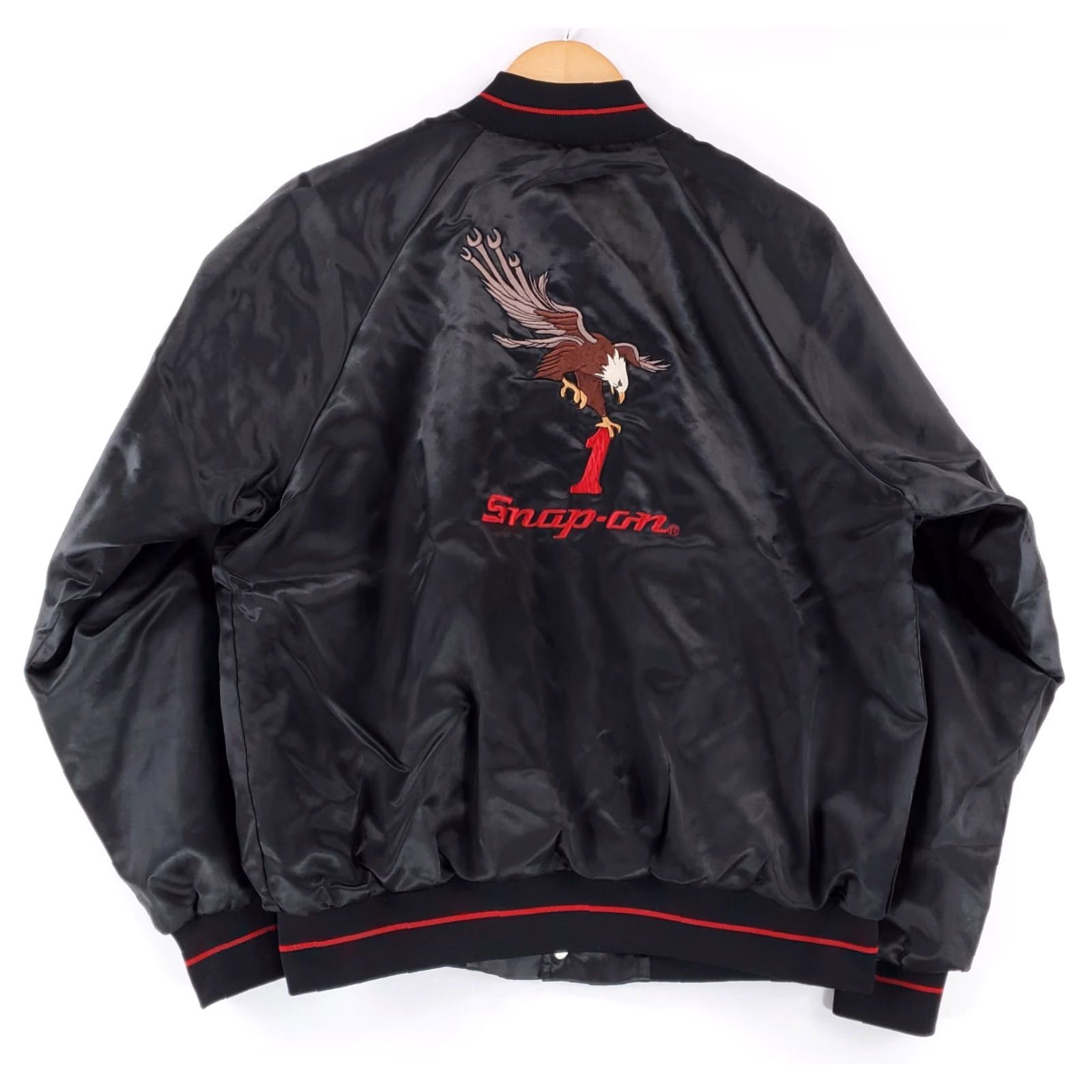 Vintage VINTAGE Snap-on Tools Horizons Sportswear Full Snap Satin Bomber Jacket Black Mens L Size US L / EU 52-54 / 3 - 5 Thumbnail