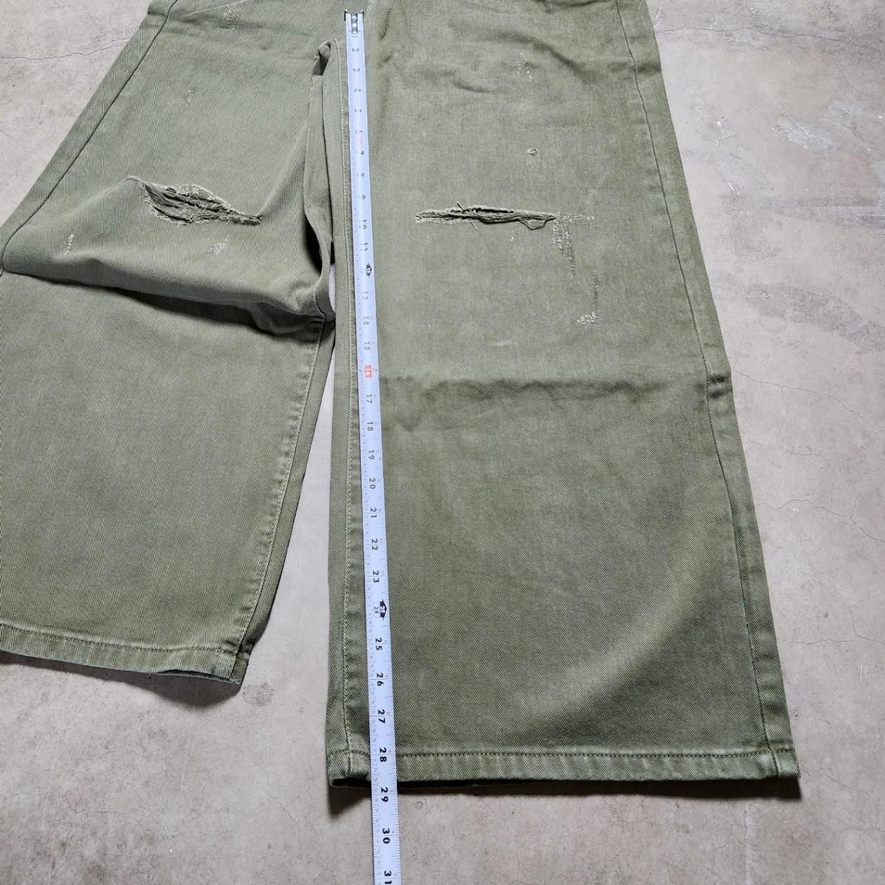 Japanese Brand Distressed Olive Green Baggy Y2K Jeans Size US 32 / EU 48 - 5 Thumbnail