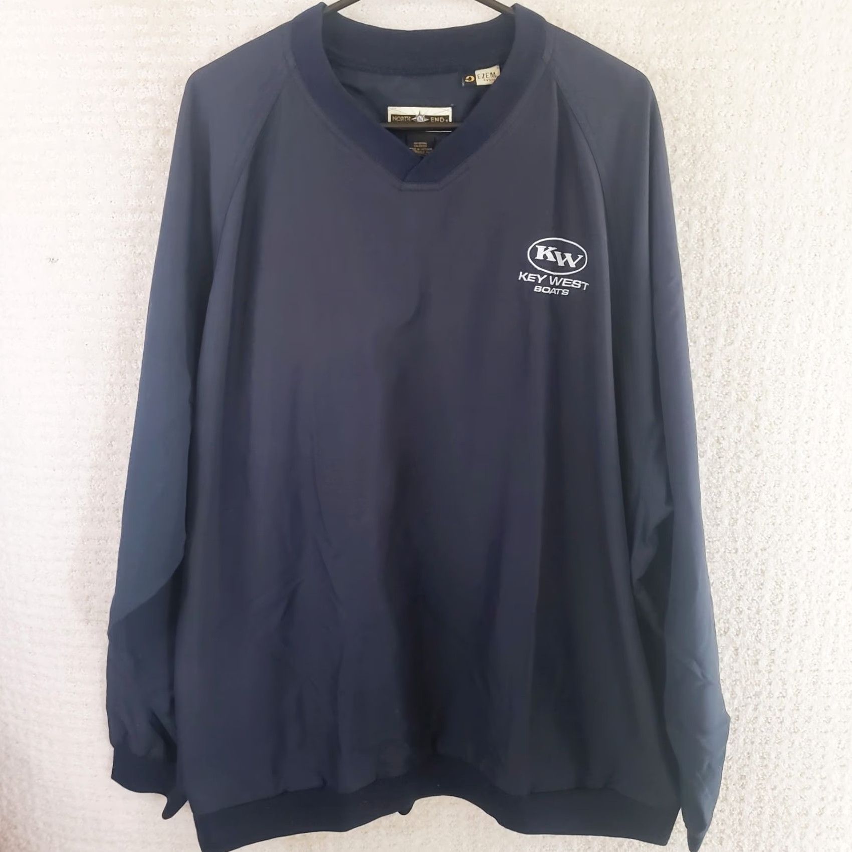 Vintage Key West Boats Men's XL Navy V-Neck Windbreaker by North End Golf Outdoor Casual Thin Softshell Pullover Size US XL / EU 56 / 4 - 2 Thumbnail