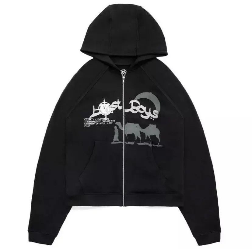 image of Vintage Lost Boys Zip Up in Black, Men's (Size Small)