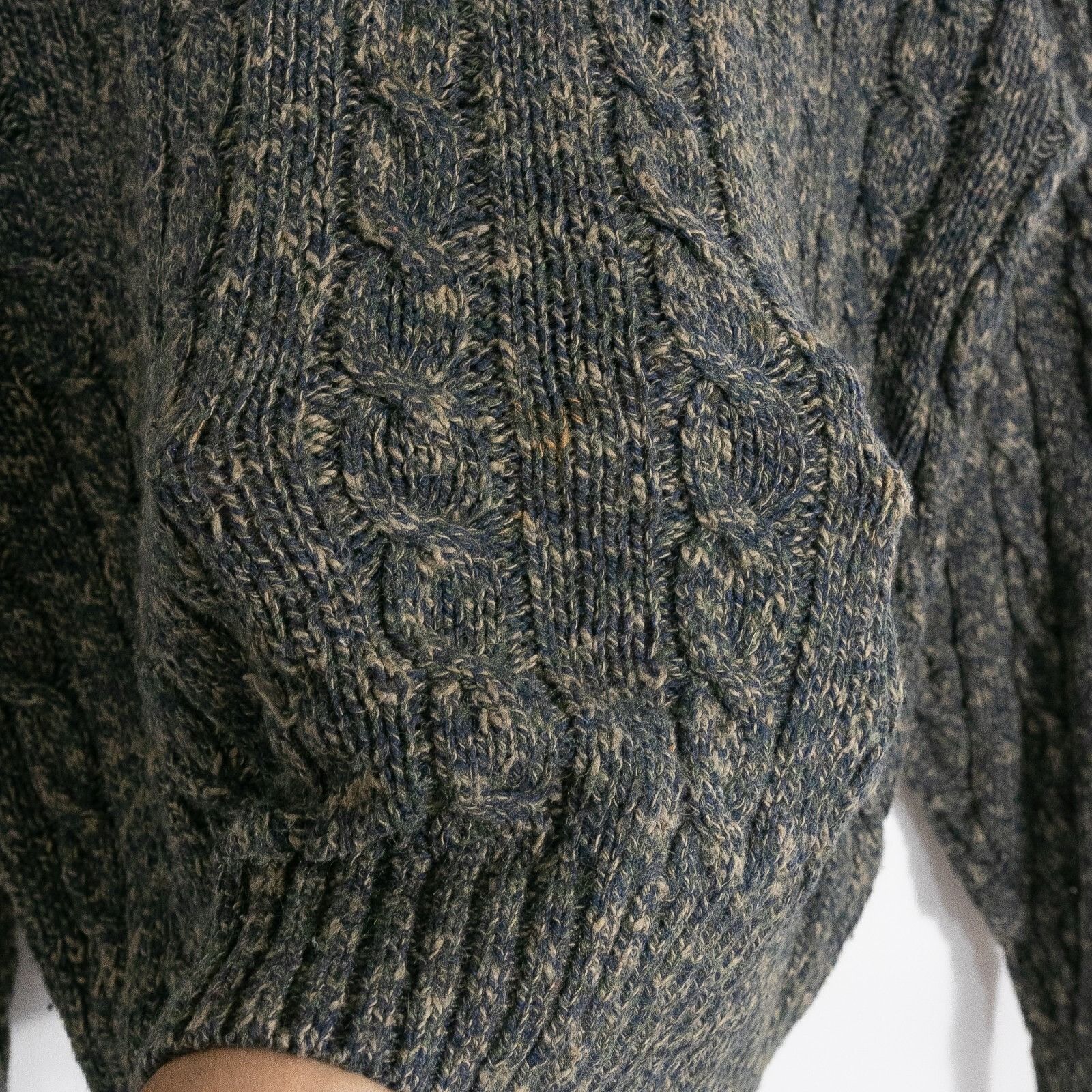 Vintage Vintage Cable Knit Cotton Sweater Mens 2XL Mock Neck Raw Hem Size US XXL / EU 58 / 5 - 3 Thumbnail