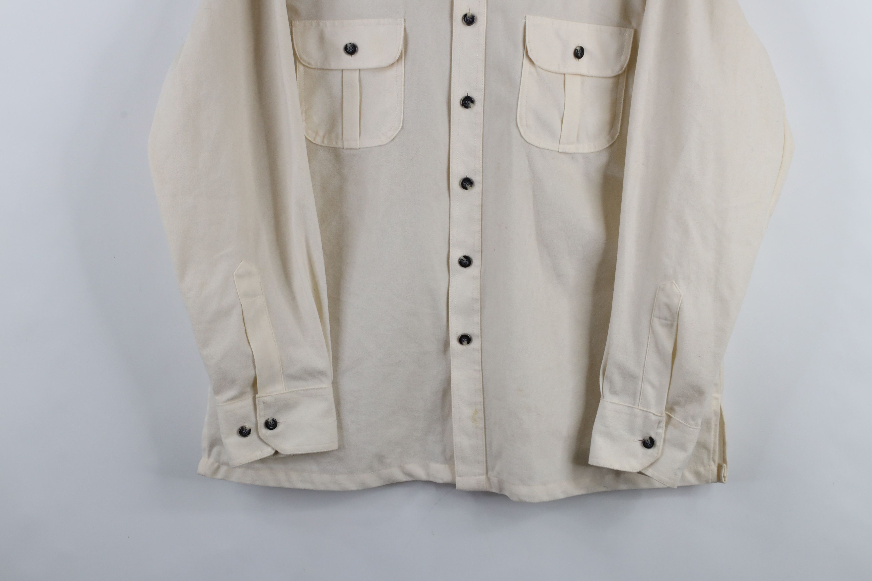Vintage Vintage 70s Streetwear Chamois Cloth Button Shirt Cream Size US L / EU 52-54 / 3 - 3 Thumbnail