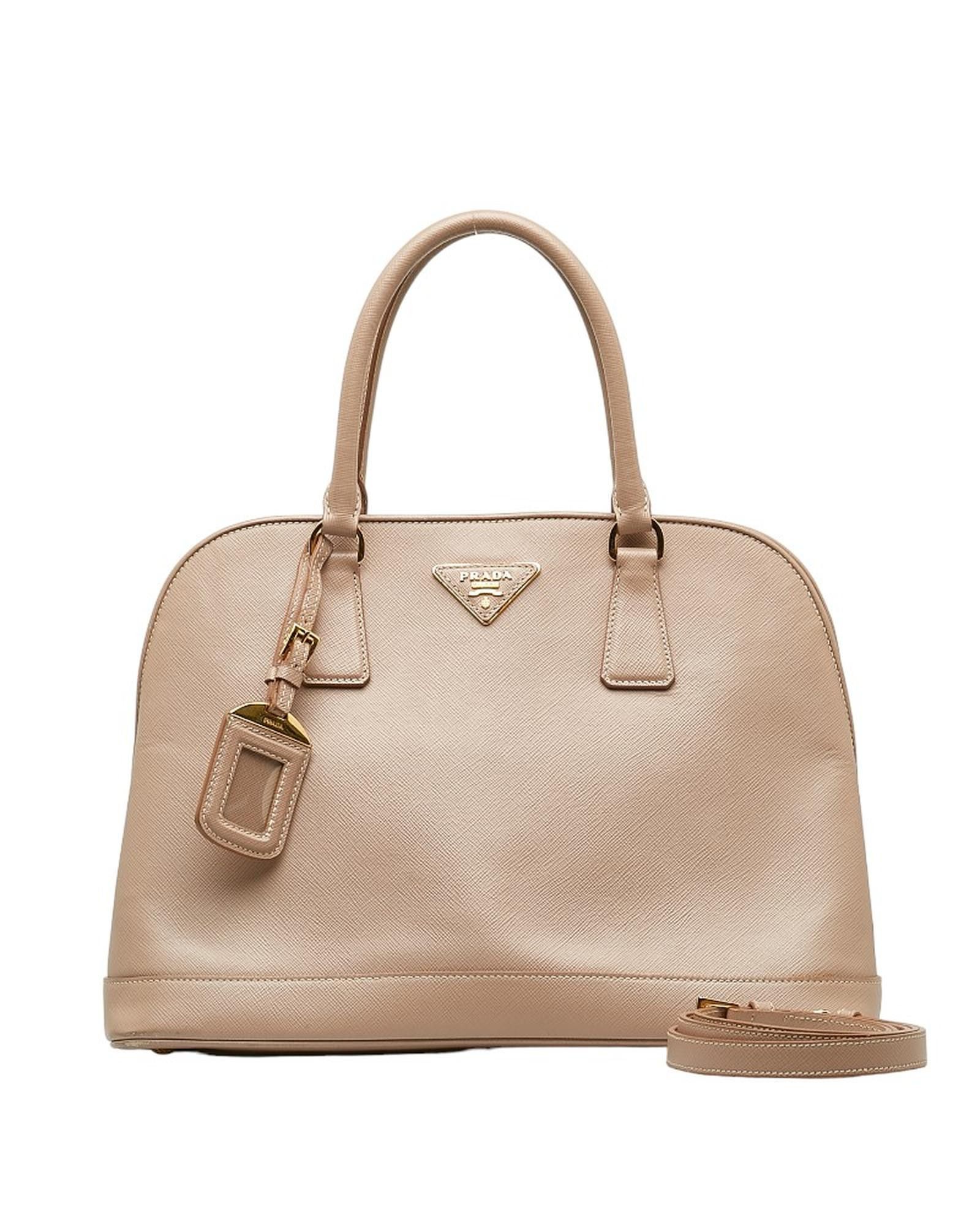image of Prada Brown Saffiano Promenade Bag In Excellent Condition, Women's