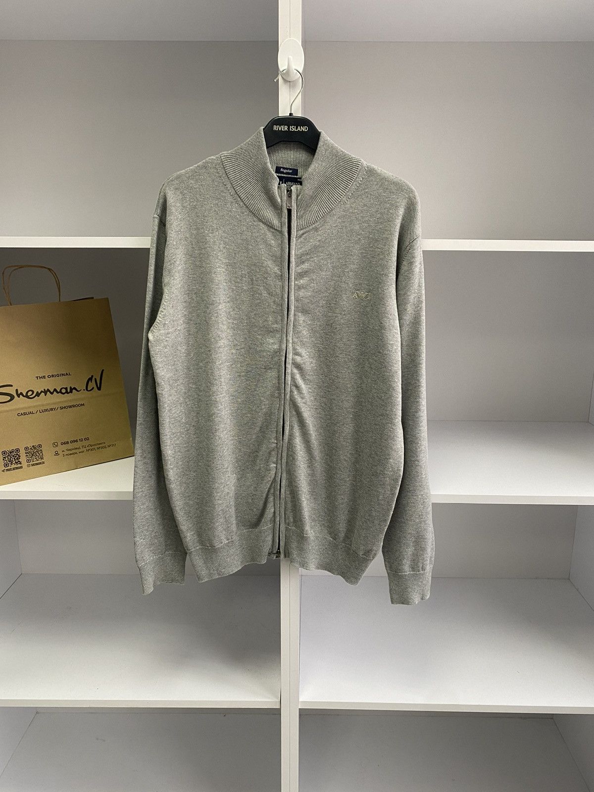 Armani × Vintage Vintage Armani Jeans Luxury Streetwear Zip Sweatshirt Size US XL / EU 56 / 4 - 4 Thumbnail