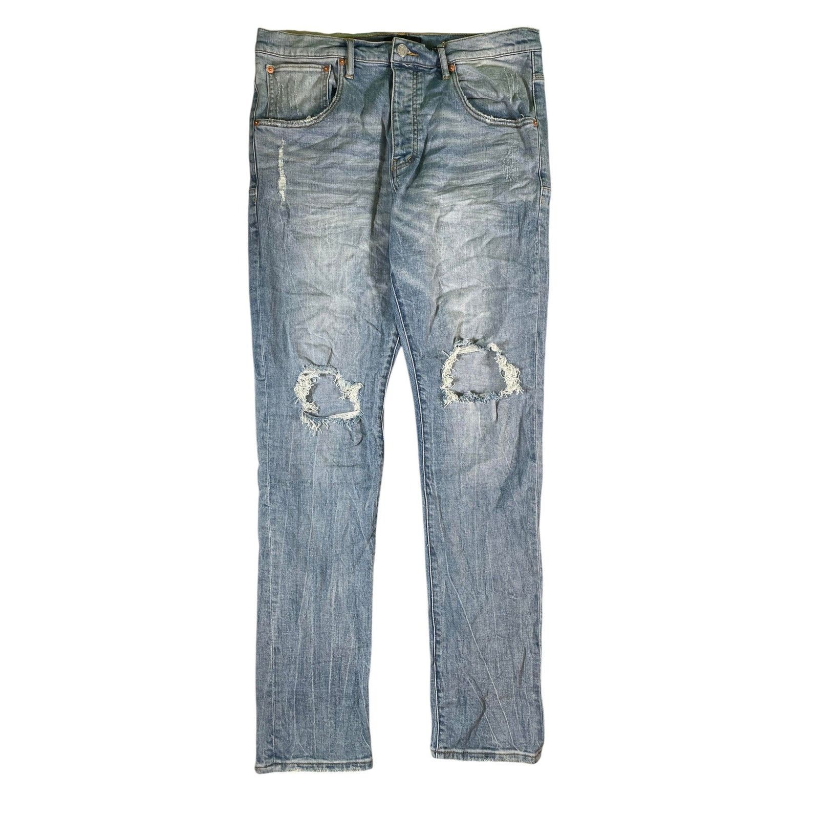 Purple Brand Purple Brand Light Wash Knee Rip Jeans Size US 36 / EU 52 - 1 Thumbnail