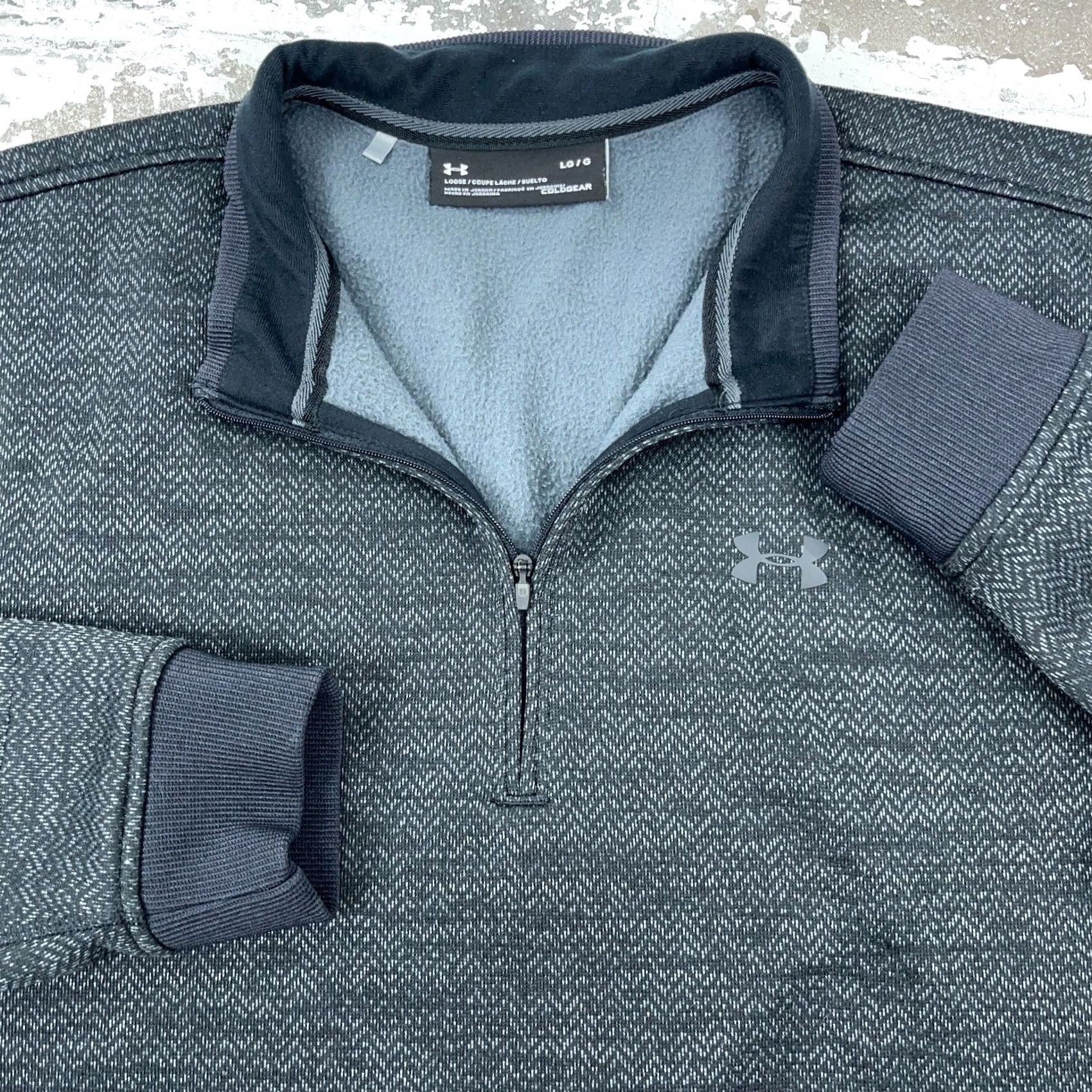 Under Armour Under Armour Sweatshirt Large Black Herringbone Quarter Zip Pullover Sweater Men Size US L / EU 52-54 / 3 - 7 Thumbnail