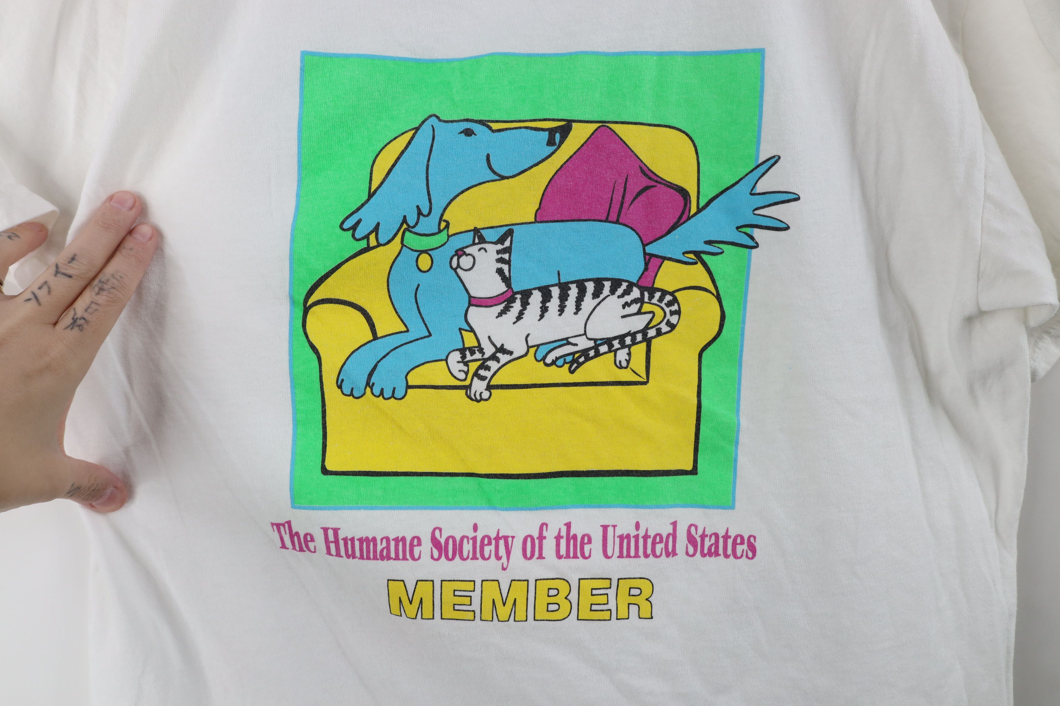 Vintage Vintage 90s Streetwear Society Member Dog Cat T-Shirt Size L / US 10 / IT 46 - 4 Thumbnail