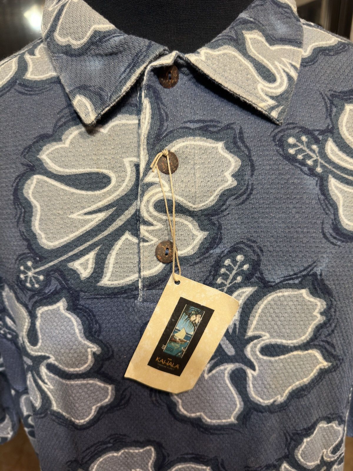 Other New Kahala Hawaiian Hibiscus Polo Shirt Blue/Gray Men's XL Size US XL / EU 56 / 4 - 3 Thumbnail