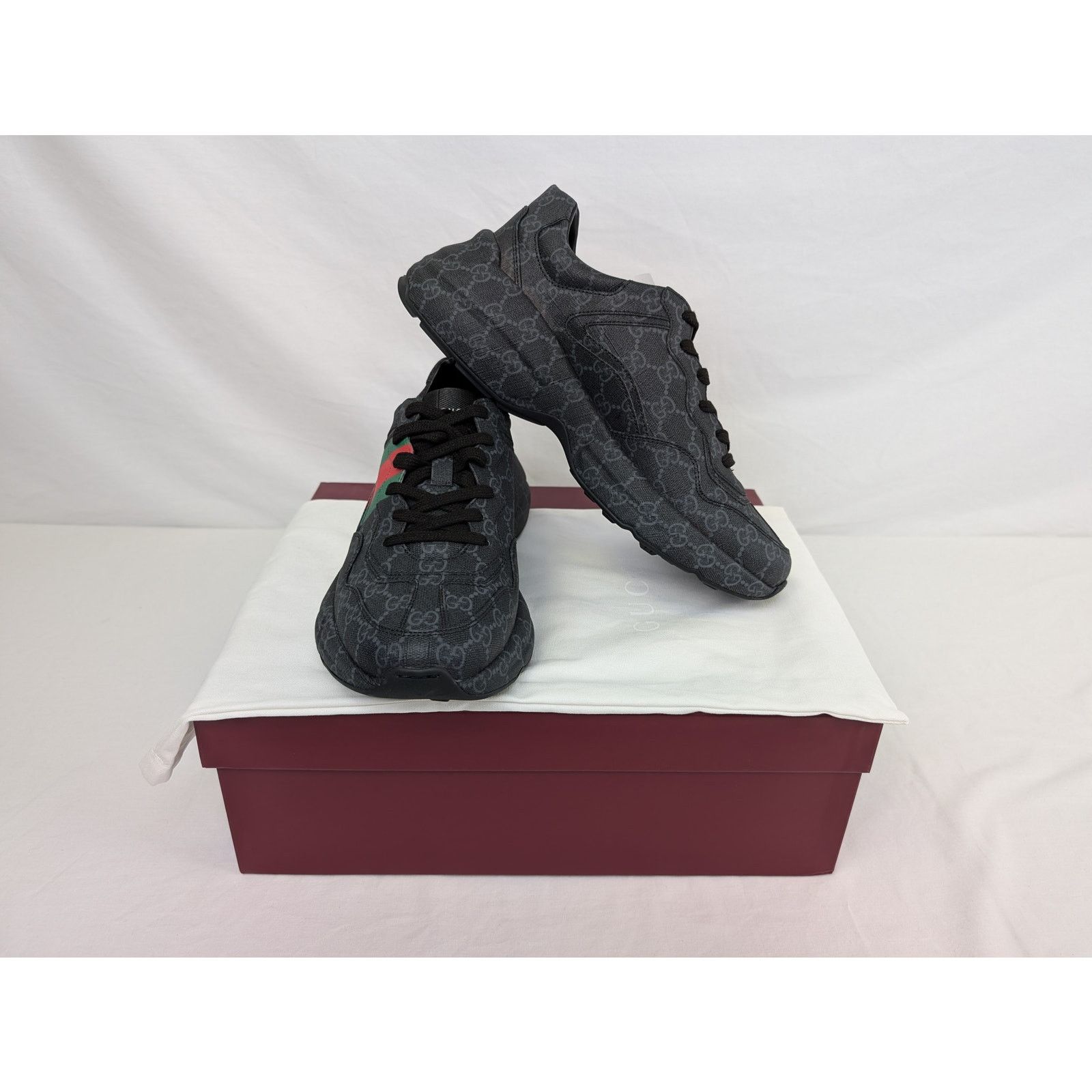 Gucci o1rshd1 Rython Sneakers in Black/Green/Red Size US 11.5 / EU 44-45 - 15 Thumbnail