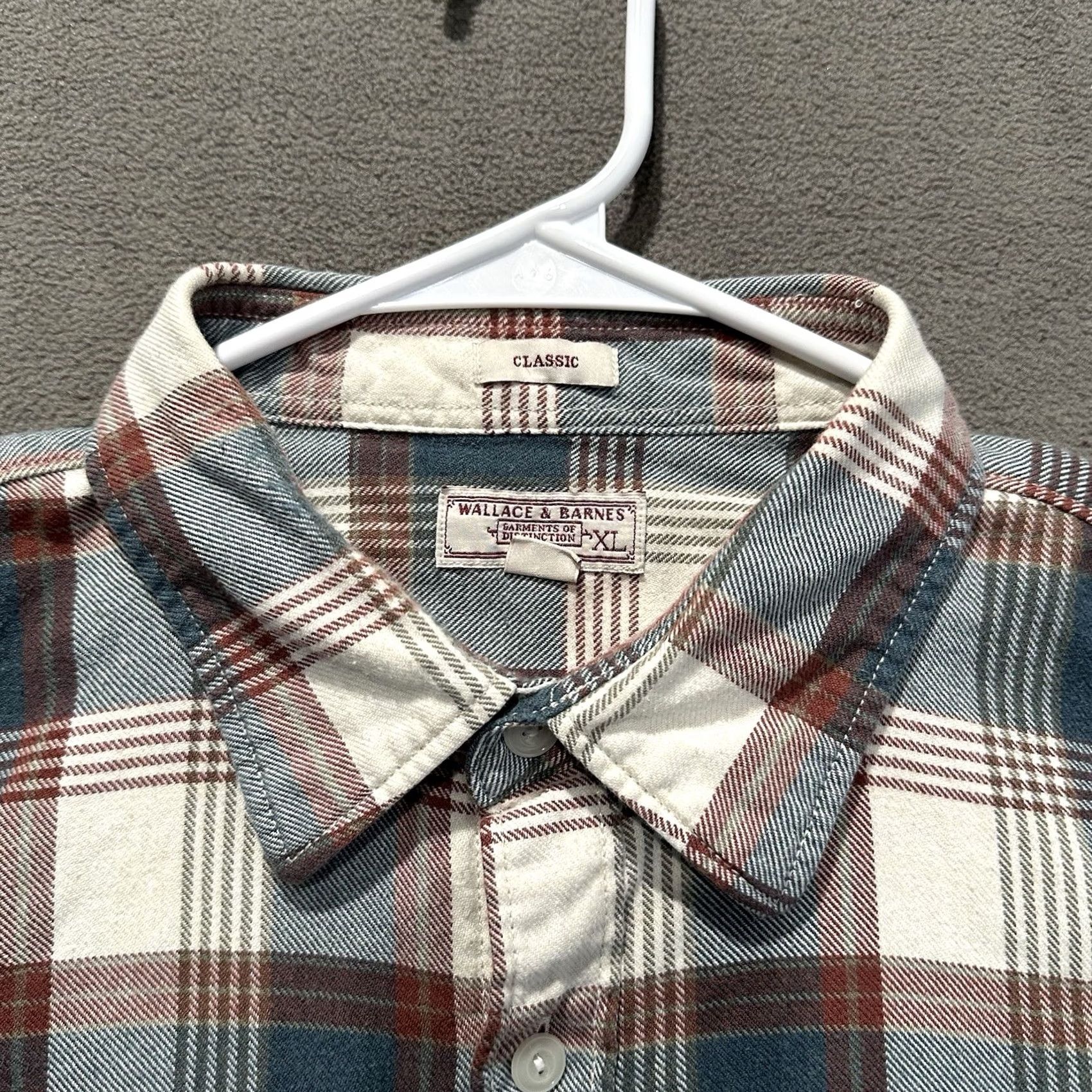Wallace & Barnes Wallace & Barnes Shirt Mens XL White Blue Plaid Midweight Flannel J6096 EUC Size US XL / EU 56 / 4 - 3 Thumbnail