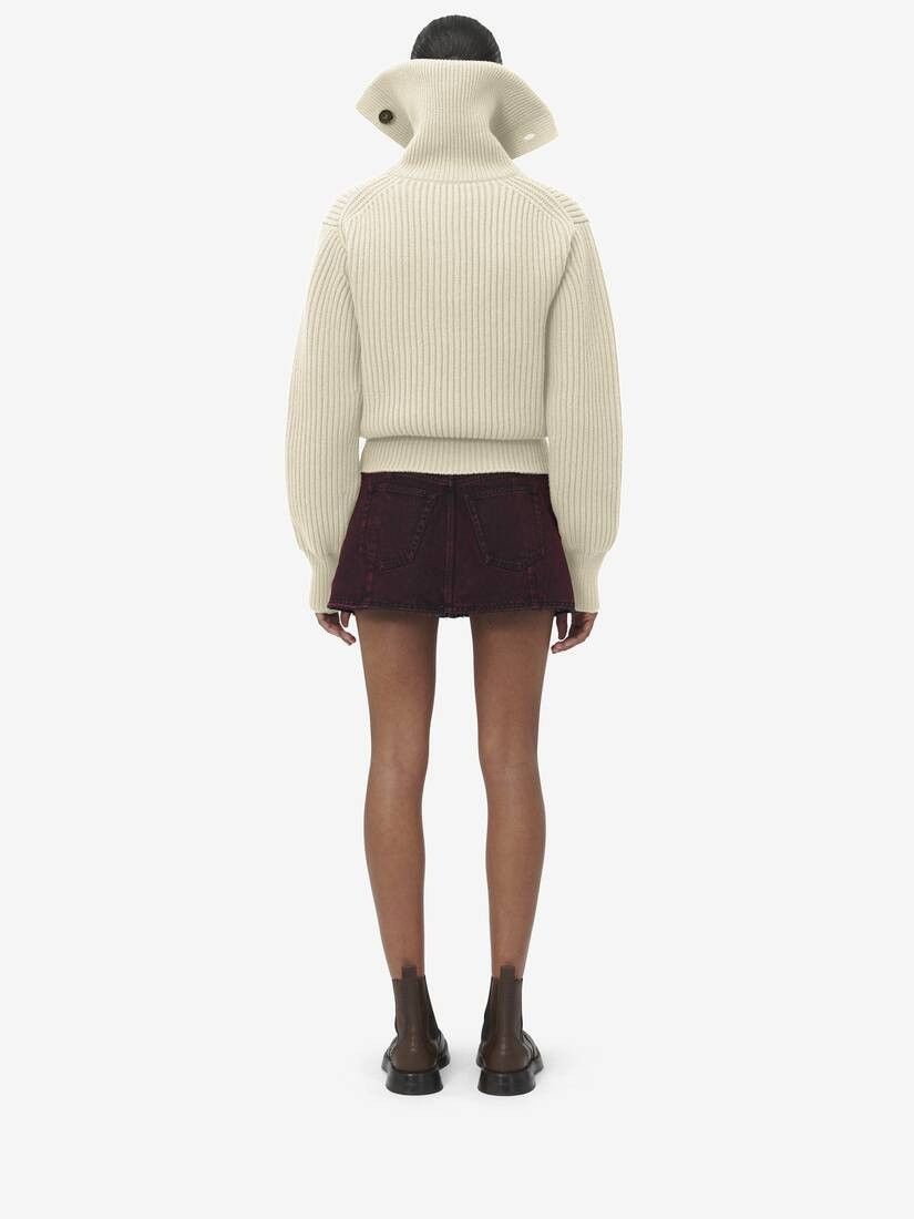 Alexander McQueen o1srvl11e0226 Buttoned Neck Jumper In Ivory Size XL / US 12-14 / IT 48-50 - 5 Thumbnail