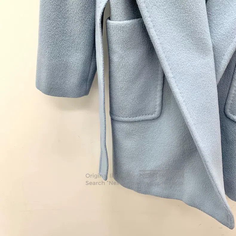 Max Mara Max Mara Blue Camel Hair Hooded Belted Long-Sleeve Coat Size XXS / US 00 / IT 34 - 4 Thumbnail