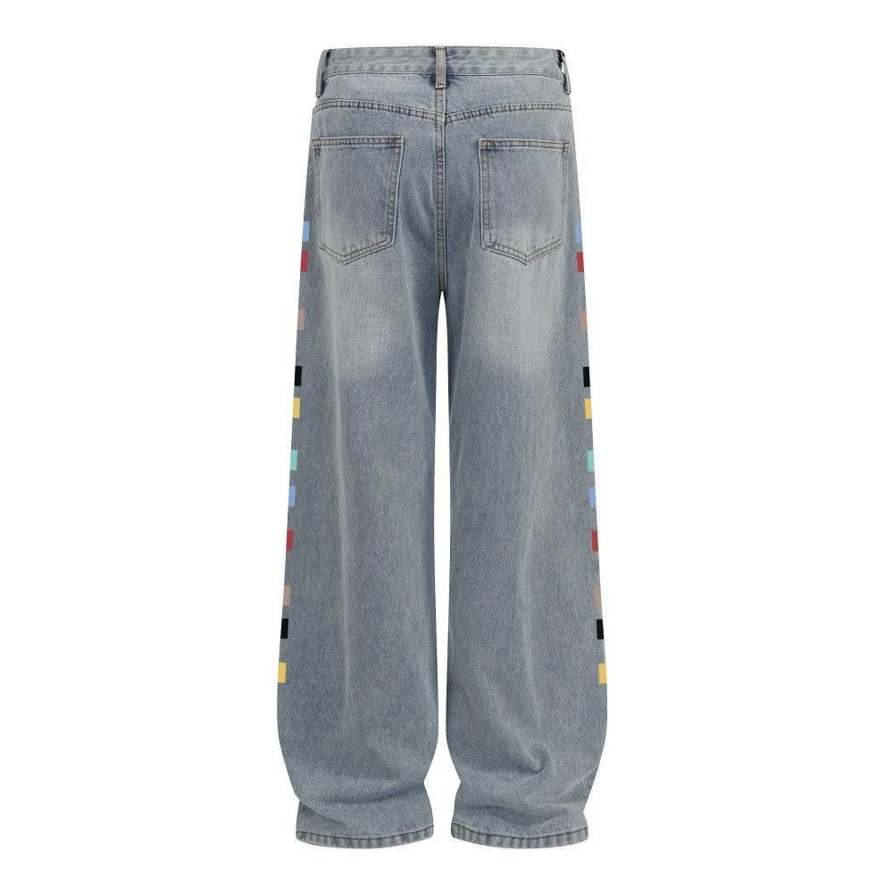 Japanese Brand Retro color print hip-hop street distressed washed jeans Size US 32 / EU 48 - 2 Thumbnail