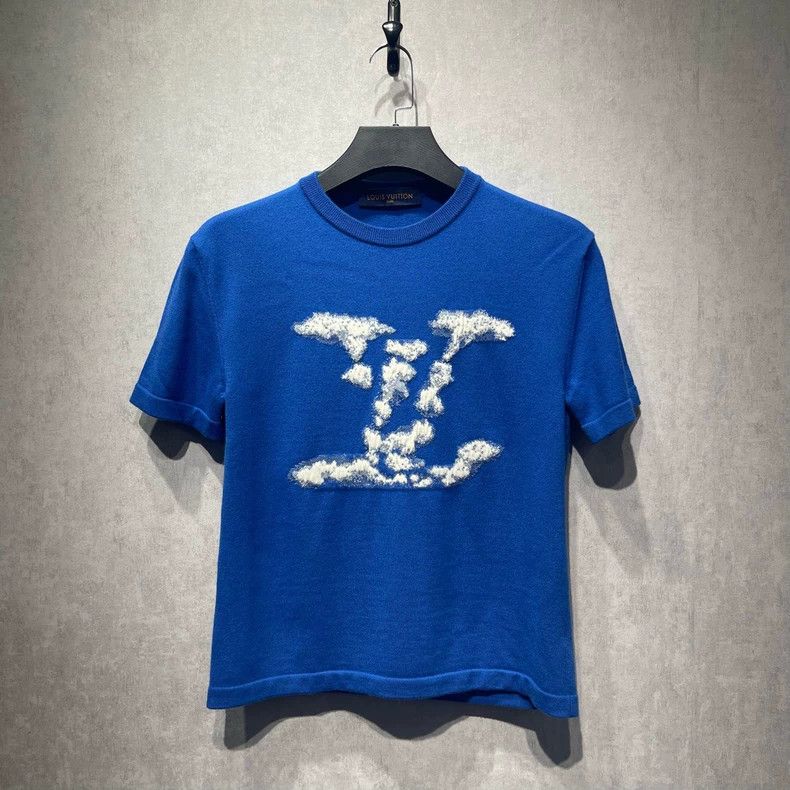 Louis Vuitton LOUIS VUITTON Blue sky and white clouds knitted short sleev Size US S / EU 44-46 / 1 - 1 Thumbnail