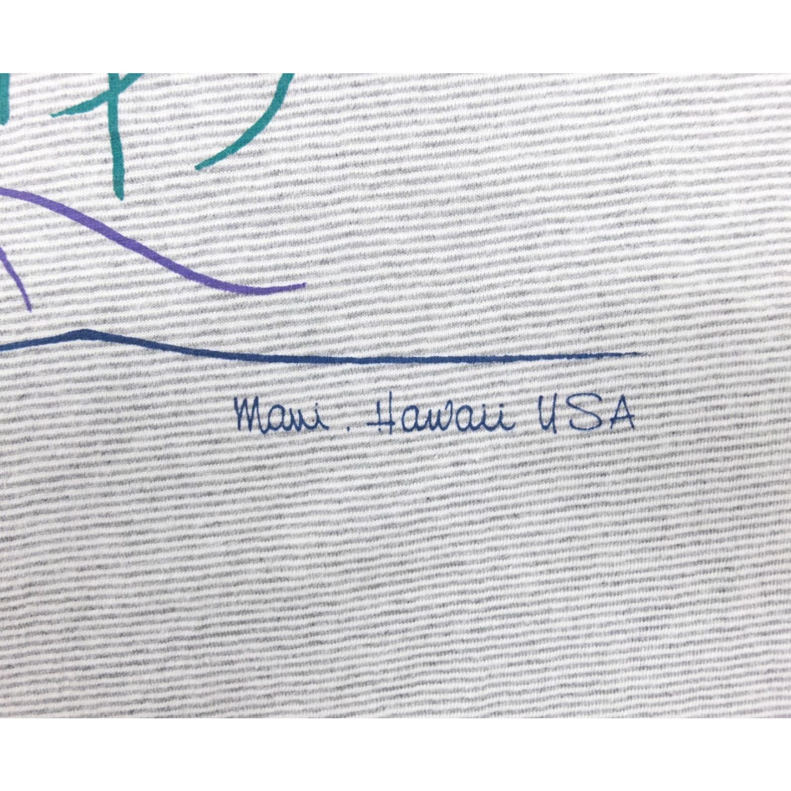 Vintage VINTAGE Maui Hawaii T-Shirt Unisex Adults XL Gray Striped 90s Single Stitch Crew Neck Hawaiian Logo 90s Mens Womens Size US XL / EU 56 / 4 - 3 Thumbnail