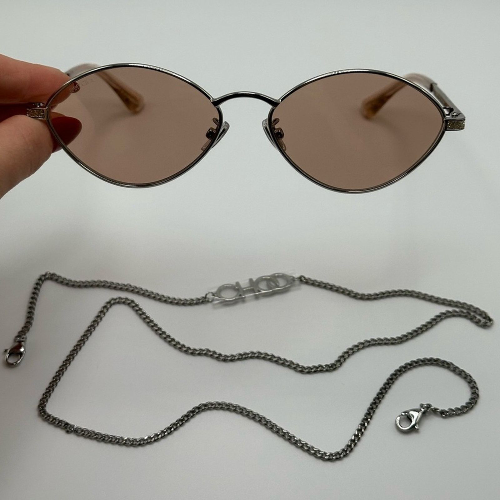 Jimmy Choo JIMMY CHOO SUNGLASSES Sonny/S 9F6 Peach Palladium with Chain Size ONE SIZE - 10 Thumbnail