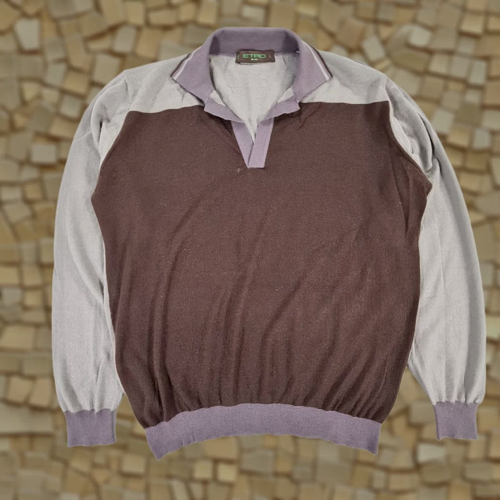 Etro ETRO Jumper Brown Large 100% Cashmere Tight-Knit Collared Pullover Long Sleeve Mens Size US L / EU 52-54 / 3 - 1 Thumbnail