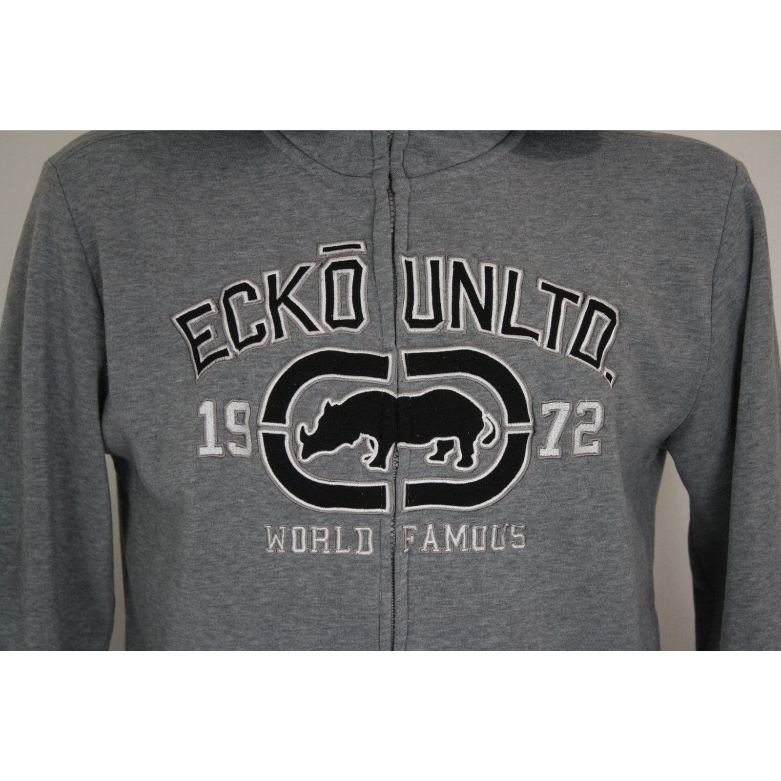 Ecko Unltd. × Vintage Vintage Y2K Ecko Unltd Full Zip Hoodie M Gray OG Size US M / EU 48-50 / 2 - 2 Thumbnail