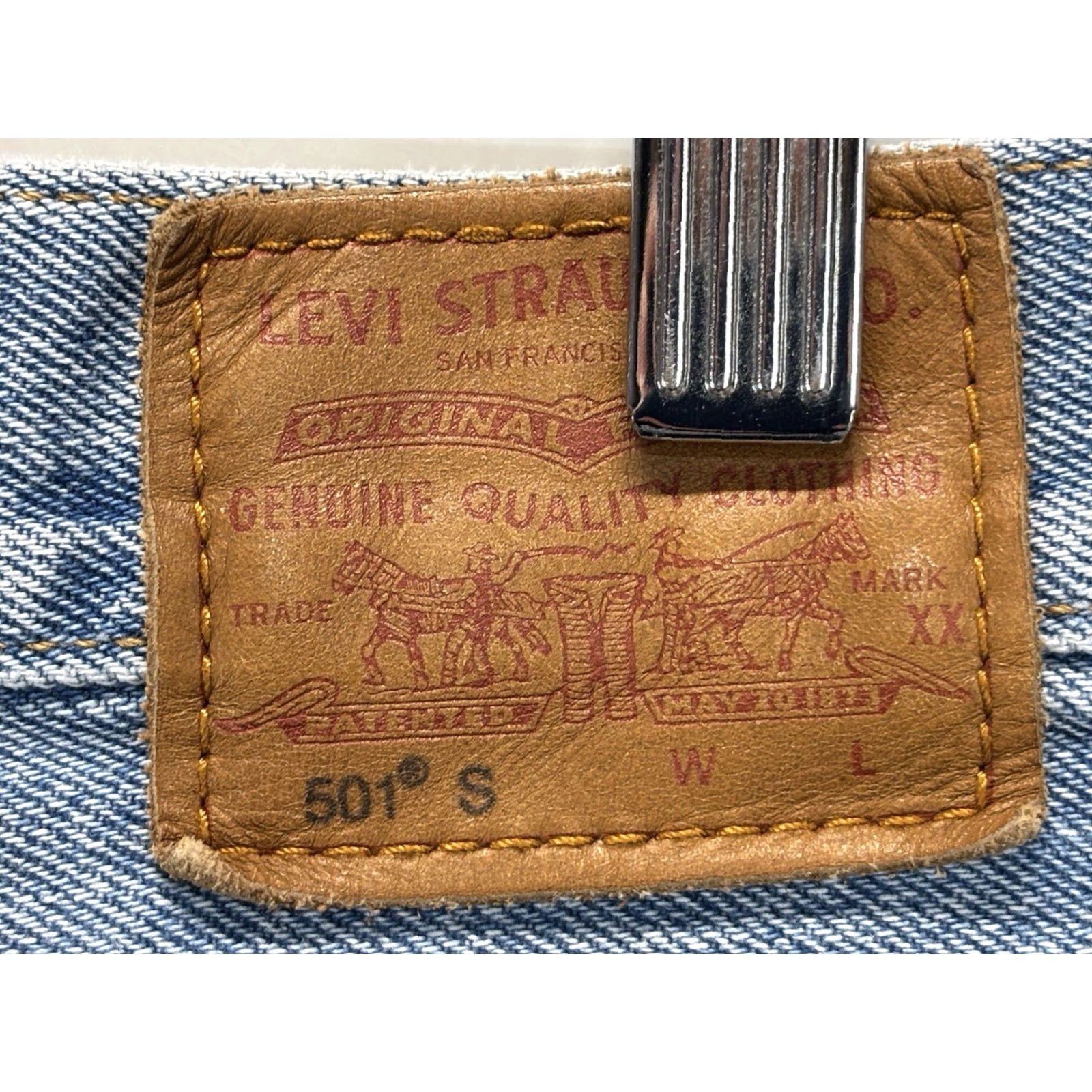Levi's Levi's 501 Premium Straight Jeans Womens 31x28 Blue Denim Distres Button Fly 100% Cotton Pockets Size 31" - 7 Thumbnail