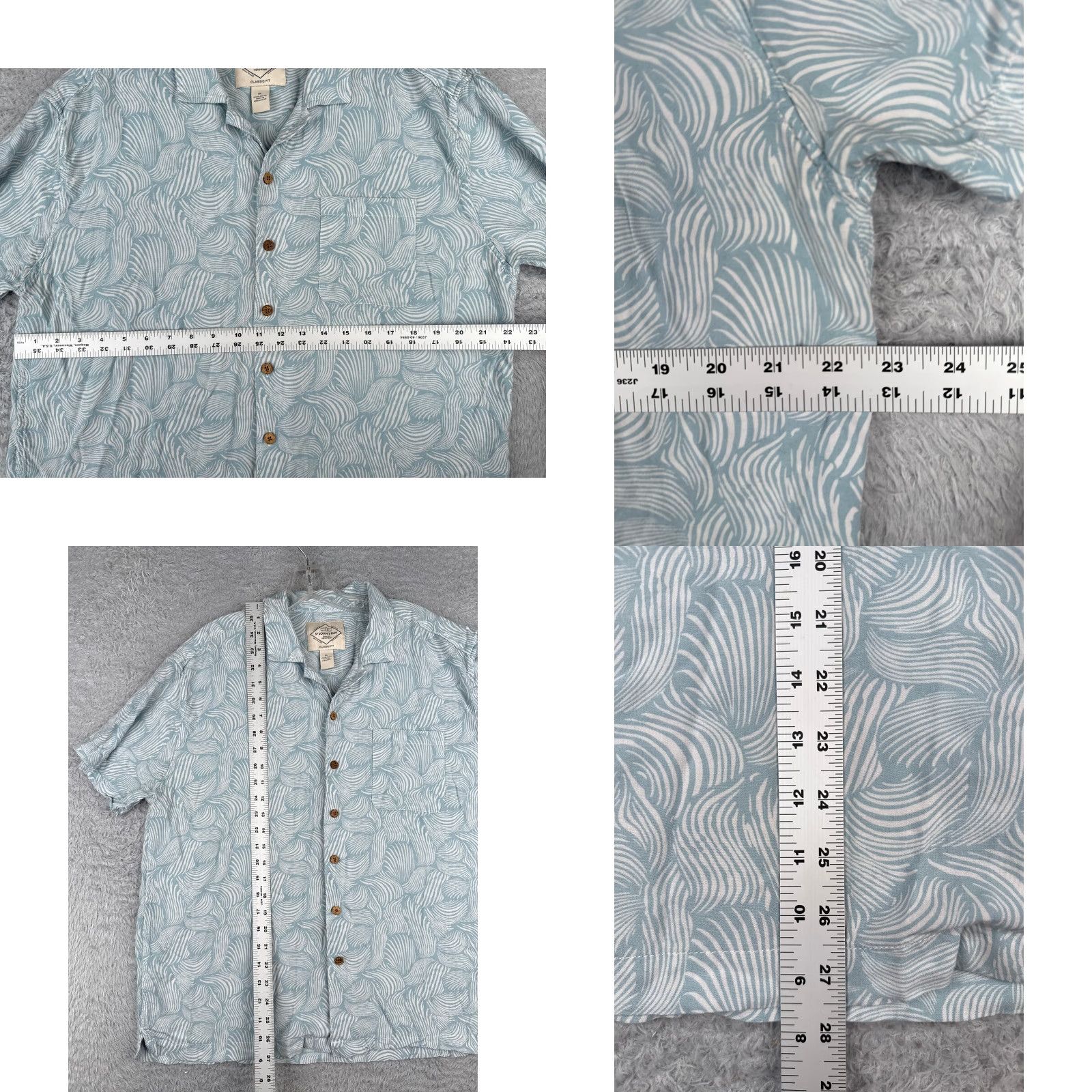 Vintage VINTAGE St. John's Bay Button-Up Hawaiian Shirt Men XL Blue White Waves 100% Rayon Floral Short Sleeve Mens Size US XL / EU 56 / 4 - 8 Thumbnail