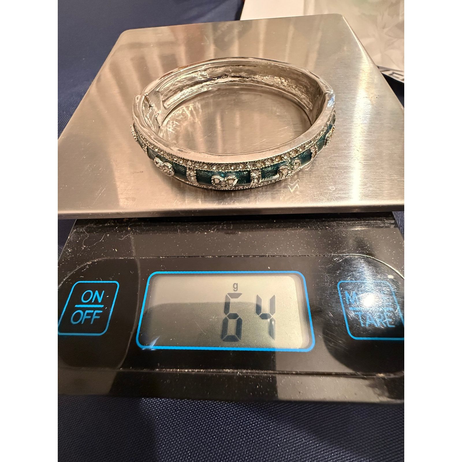 Other Vintage Hinged Enamel Rhinestone Bangle Bracelet Size 7 Size ONE SIZE - 2 Thumbnail