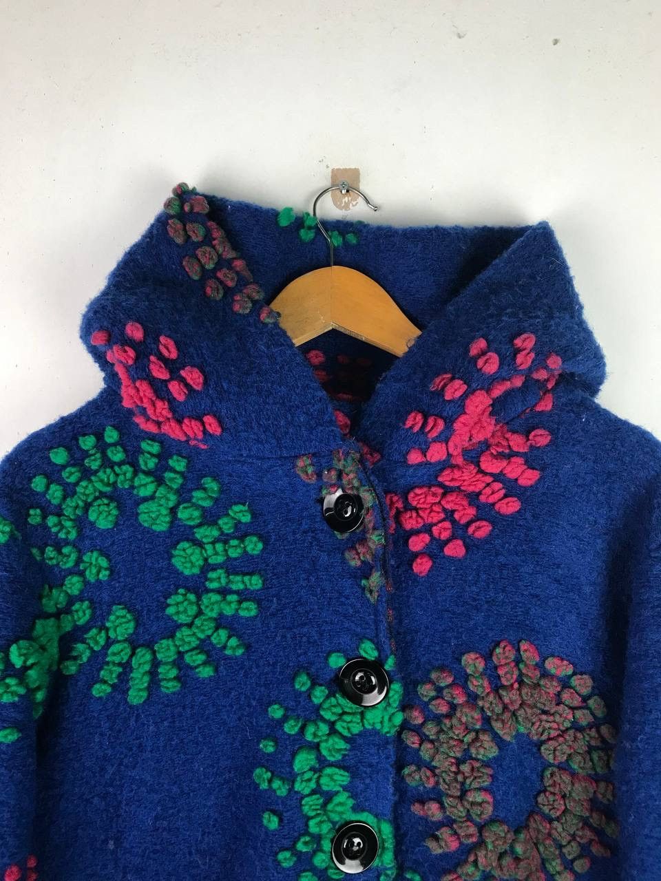 Vintage Vintage Italian Long Wool Jacket Rare Design Size US XL / EU 56 / 4 - 3 Thumbnail