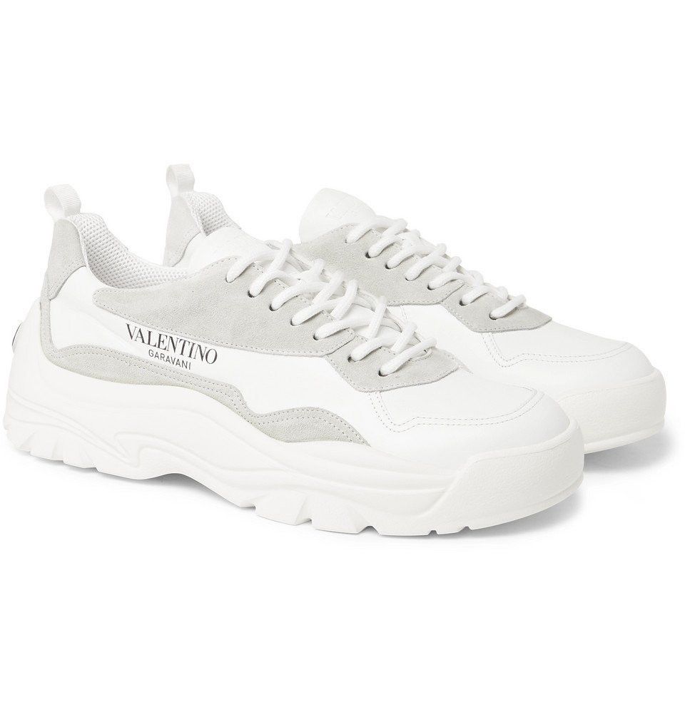 Valentino o1y0525 Logo Leather Low-Top Sneakers in White/Light Gray Size US 6.5 / EU 39-40 - 2 Thumbnail