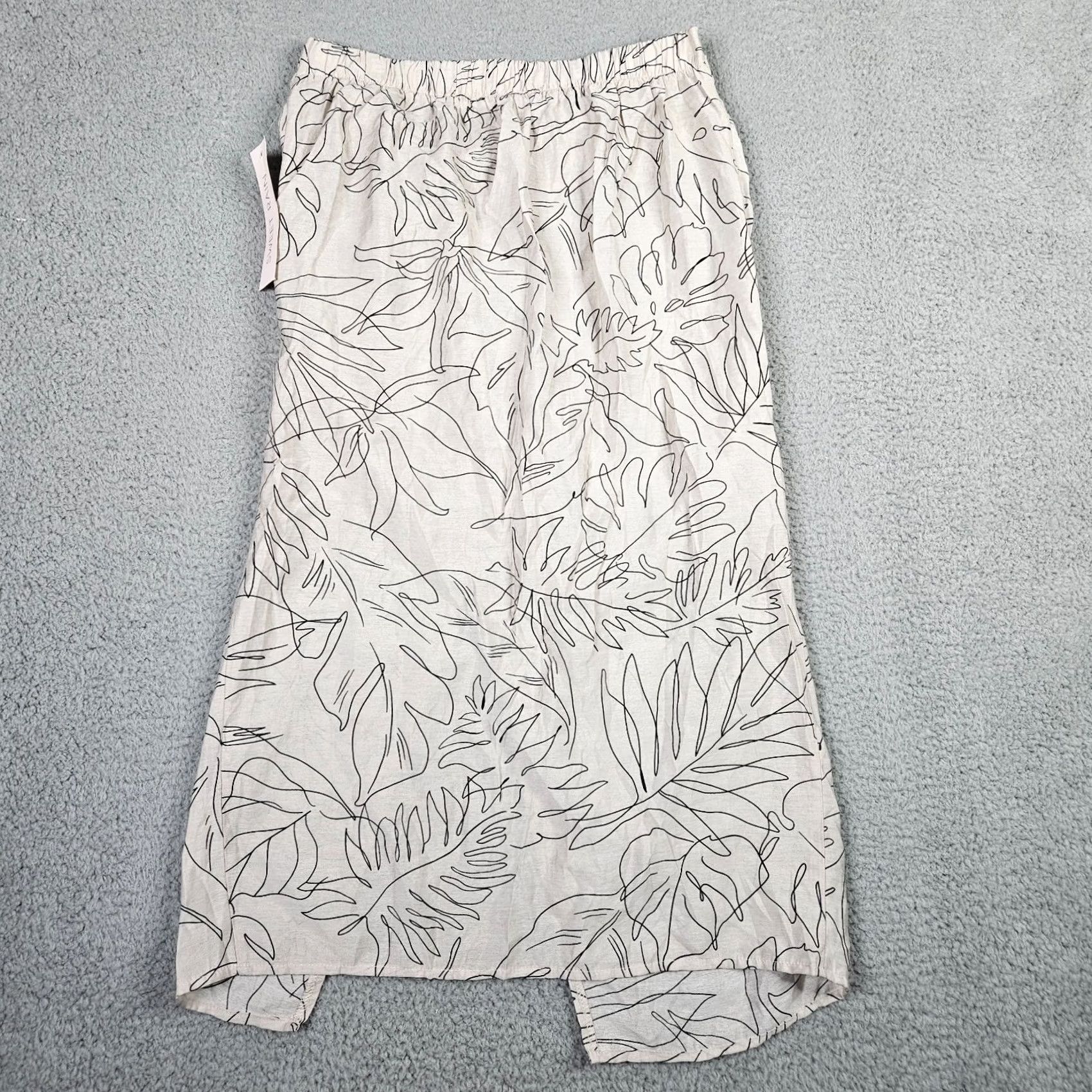 Rains Sweet Rain Skirt Midi A-Line Slit Beige Black Women L NEW Size 36" / US 14 / IT 50 - 4 Thumbnail