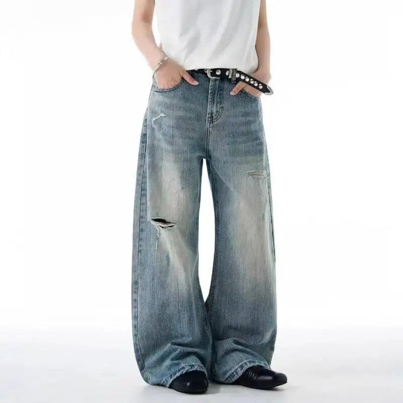 Jean Distressed Vintage Wide Leg Street Jeans Size US 32 / EU 48 - 2 Thumbnail