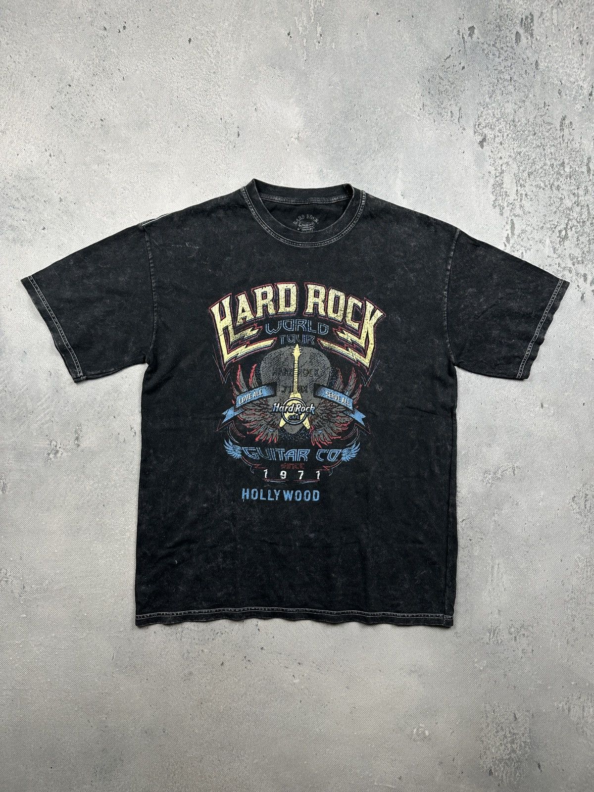 Hard Rock Cafe Vintage Hard Rock Cafe World Tour Hollywood Distressed Tee Size US L / EU 52-54 / 3 - 1 Thumbnail