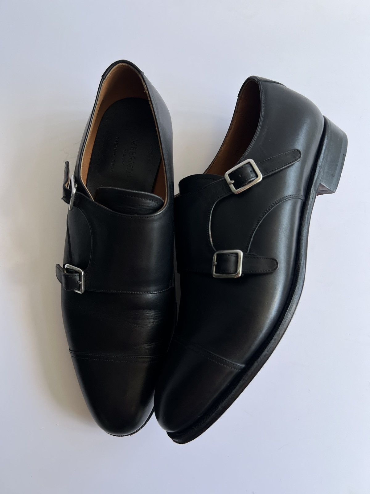Meermin Meermin - 101341 Black Calf E - Double Monk Dress Shoes Size US 11.5 / EU 44-45 - 2 Thumbnail