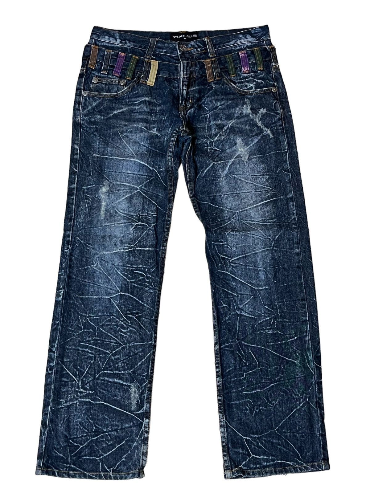 Japanese Brand SICK🔥JAPANESE BRAND "NYLAUS JEANS" DOUBLE WAIST JEANS Size US 34 / EU 50 - 2 Thumbnail