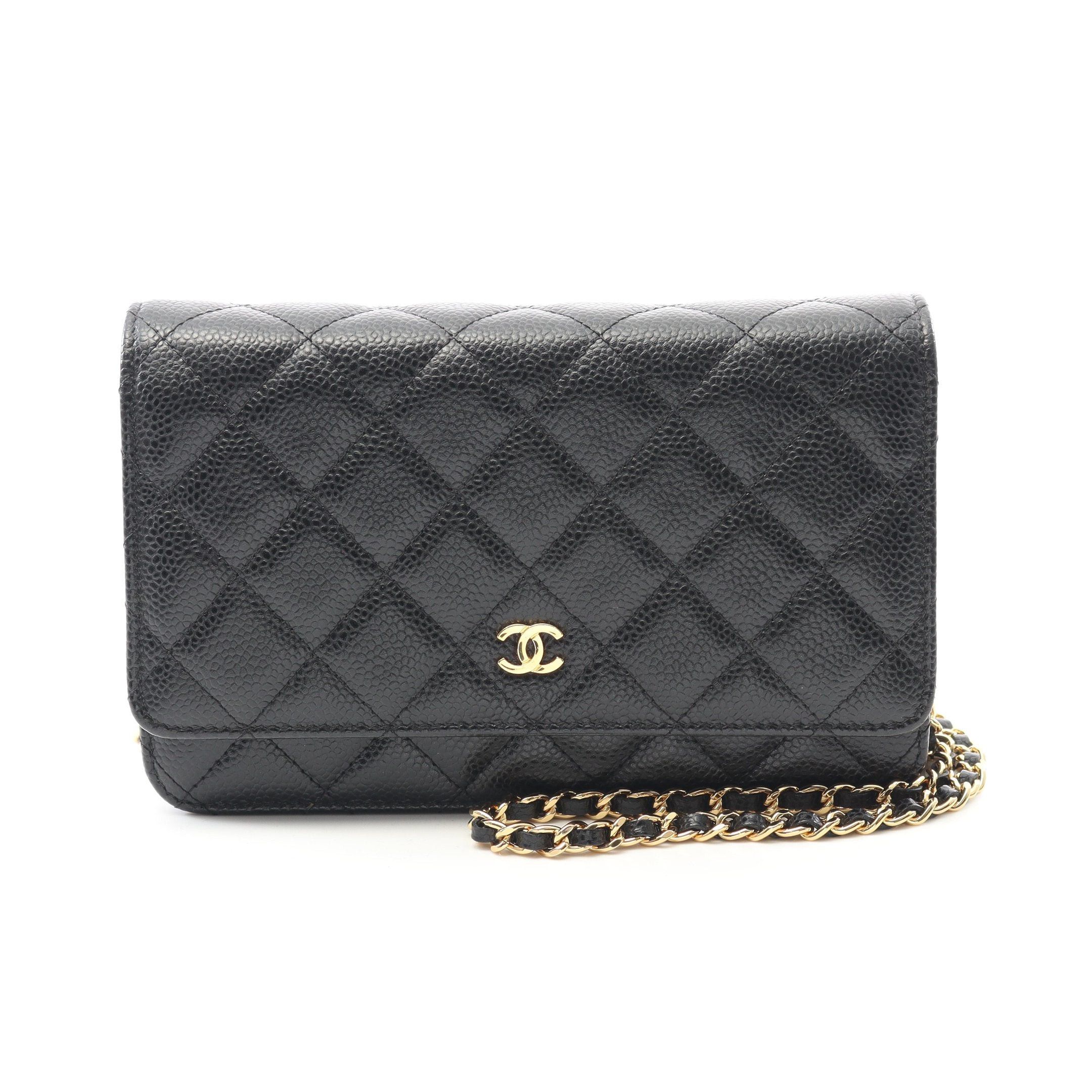 Chanel Chanel Matelasse Chain Wallet Caviar Skin Black Gold Hardware Size ONE SIZE - 1 Thumbnail