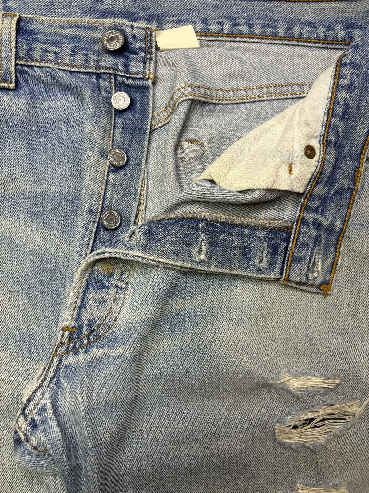 LVC × Levi's × Levi's Vintage Clothing Vintage 90s Levis 501 Mud Wash Distressed Patches Loose Jean Size US 33 - 3 Thumbnail