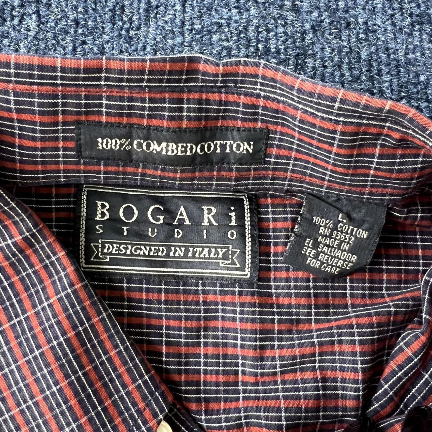 Vintage Bogari Studio Shirt Mens L Blue Plaid Button-Down Long Sleeve Pocket Shirt Size US L / EU 52-54 / 3 - 2 Thumbnail